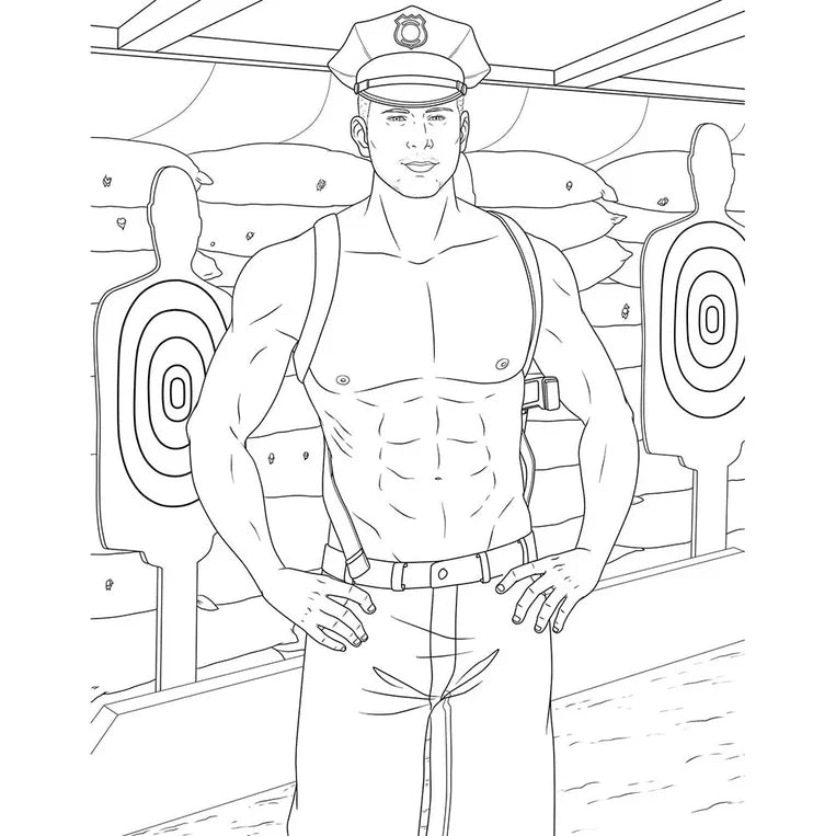 Men in Uniform Adult Coloring Book